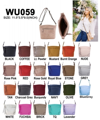 All-In-One Tassel Detailed Crossbody Bag/ Messenger Bag with Double-zipped front compartment WU059